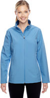 Am image of a Custom Team 365 Ladies' Leader Soft Shell Jacket in Sport Light Blue!