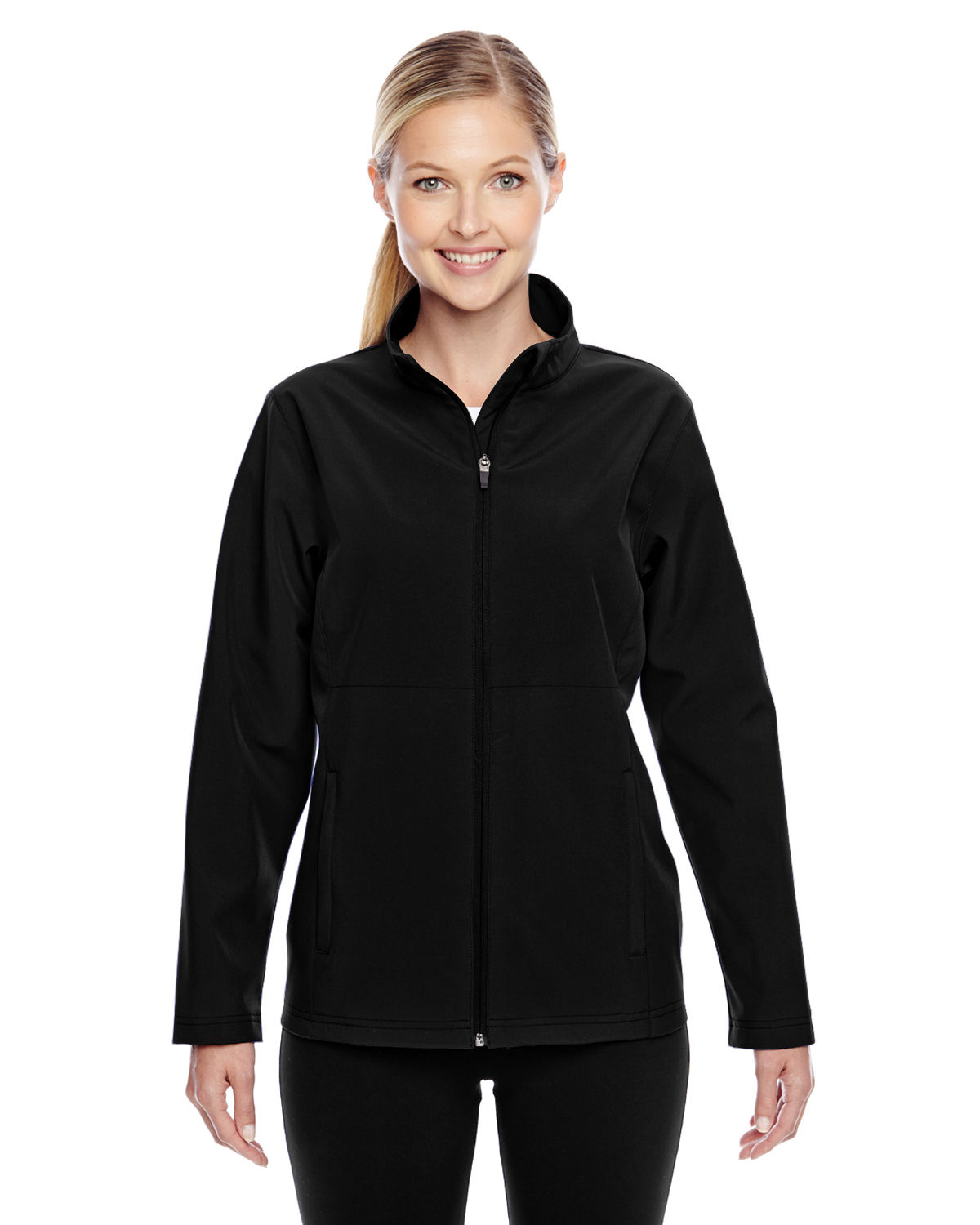 Team 365 Ladies' Leader Soft Shell Jacket in Black