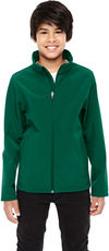 Am image of a Custom Team 365 Youth Leader Soft Shell Jacket in Sport Forest!