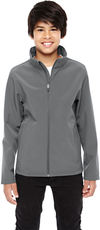 Am image of a Custom Team 365 Youth Leader Soft Shell Jacket in Sport Graphite!