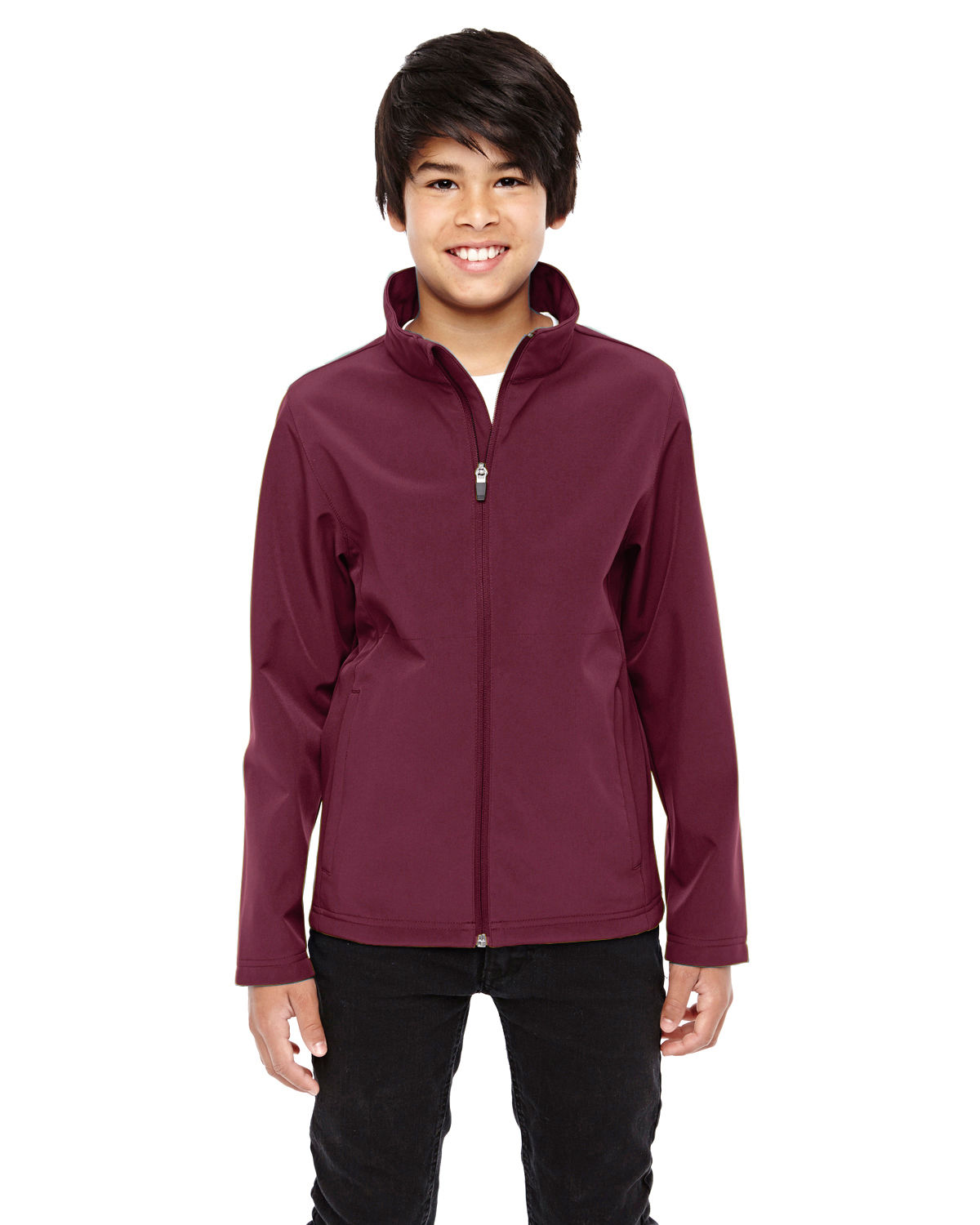 Team 365 Youth Leader Soft Shell Jacket in Sport Maroon