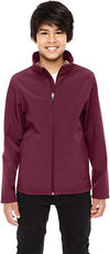 Am image of a Custom Team 365 Youth Leader Soft Shell Jacket in Sport Maroon!