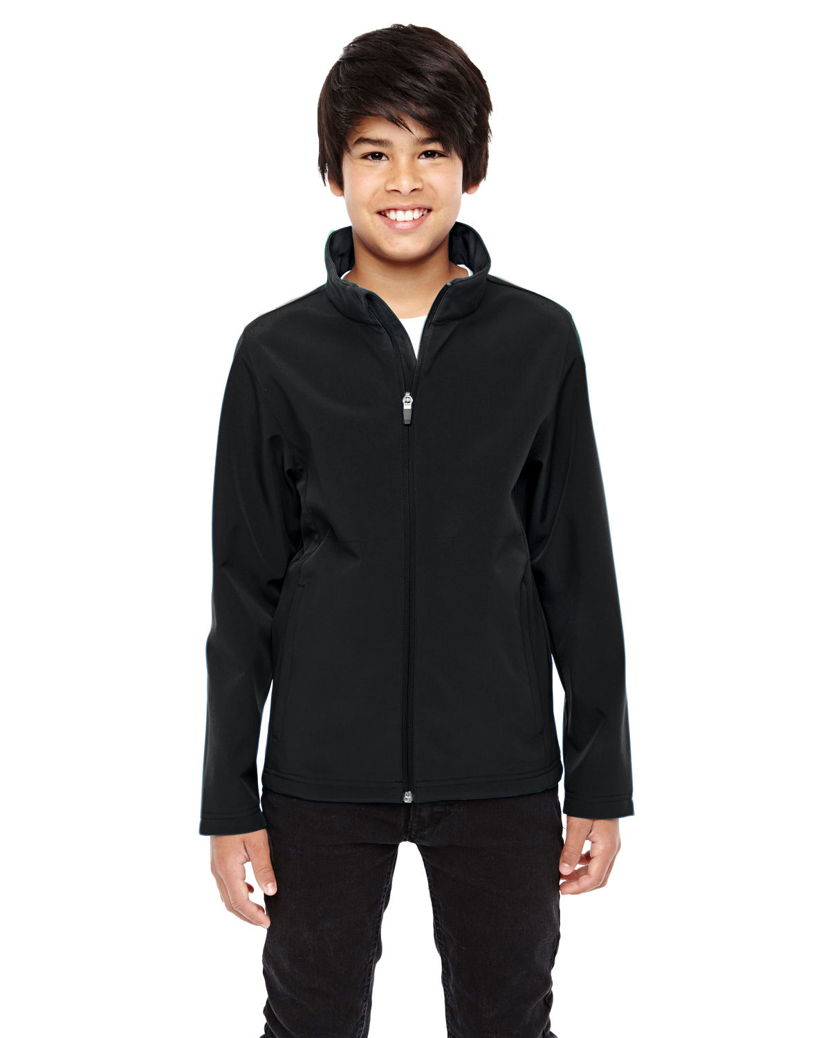 Team 365 Youth Leader Soft Shell Jacket in Black
