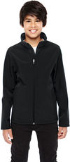 Am image of a Custom Team 365 Youth Leader Soft Shell Jacket in Black!