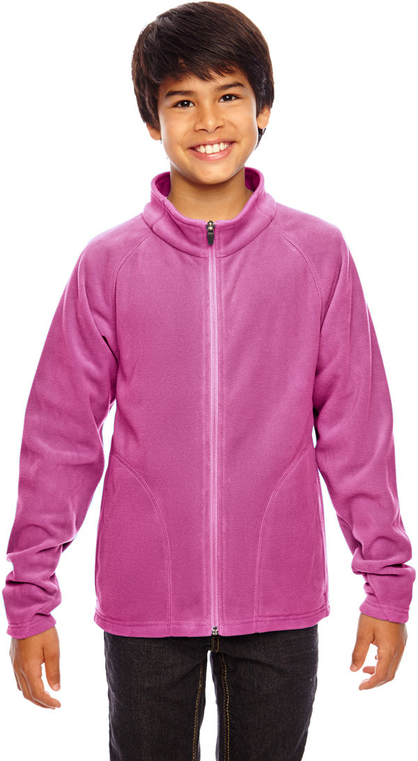 Am image of a Custom Team 365 Youth Campus Microfleece Jacket in Sport Chrty Pink!