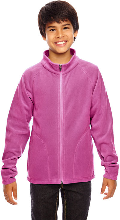 Am image of a Custom Team 365 Youth Campus Microfleece Jacket in Sport Chrty Pink!
