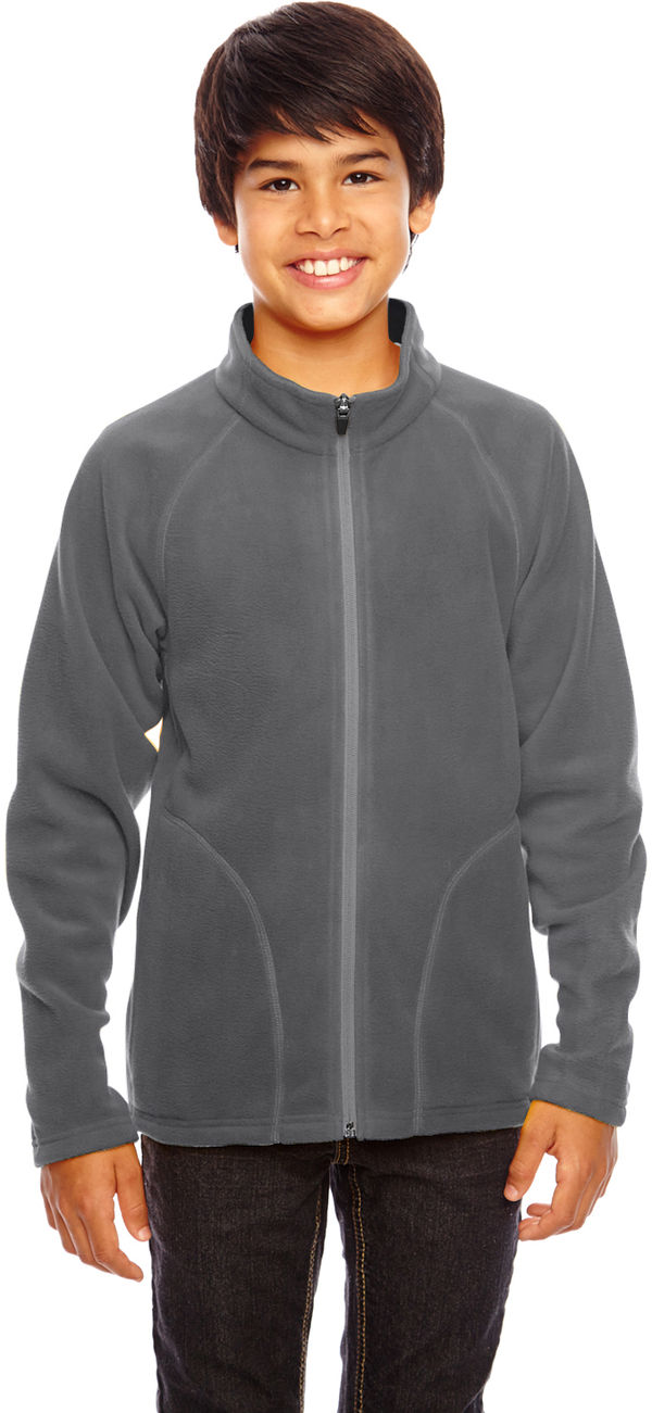 Am image of a Custom Team 365 Youth Campus Microfleece Jacket in Sport Graphite!
