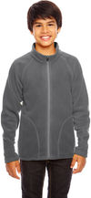 Am image of a Custom Team 365 Youth Campus Microfleece Jacket in Sport Graphite!