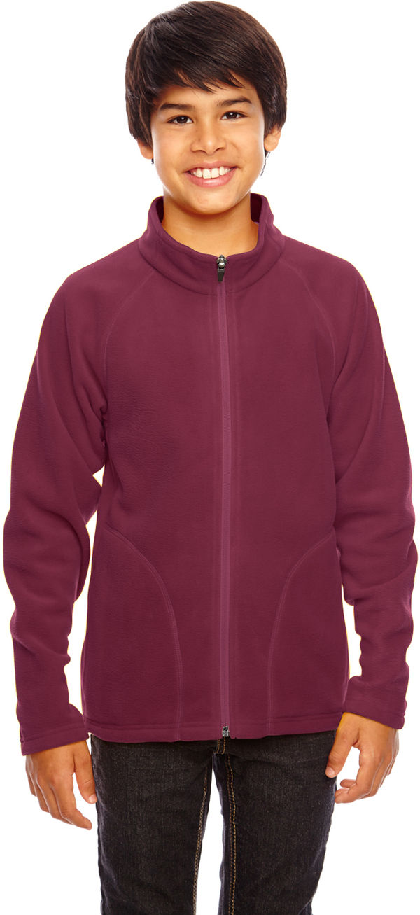 Am image of a Custom Team 365 Youth Campus Microfleece Jacket in Sport Maroon!