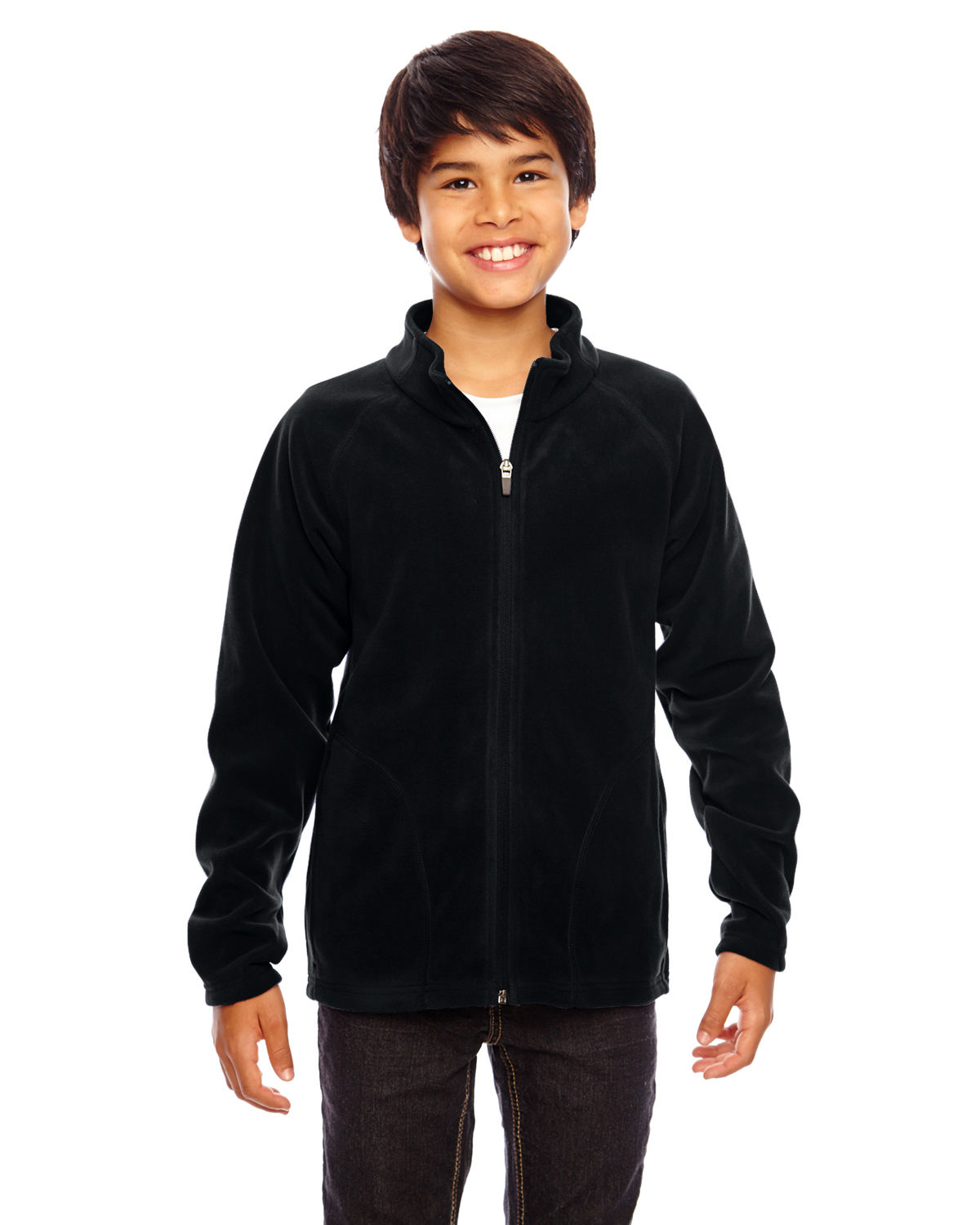 Team 365 Youth Campus Microfleece Jacket in Black