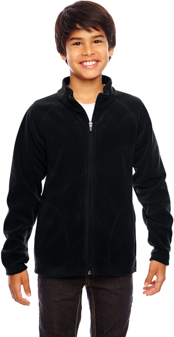 Am image of a Custom Team 365 Youth Campus Microfleece Jacket in Black!