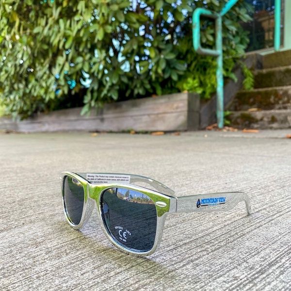 An image of custom sunglasses, printed using screen print.