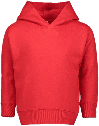 Am image of a Custom Rabbit Skins Toddler Pullover Fleece Hoodie in Red!