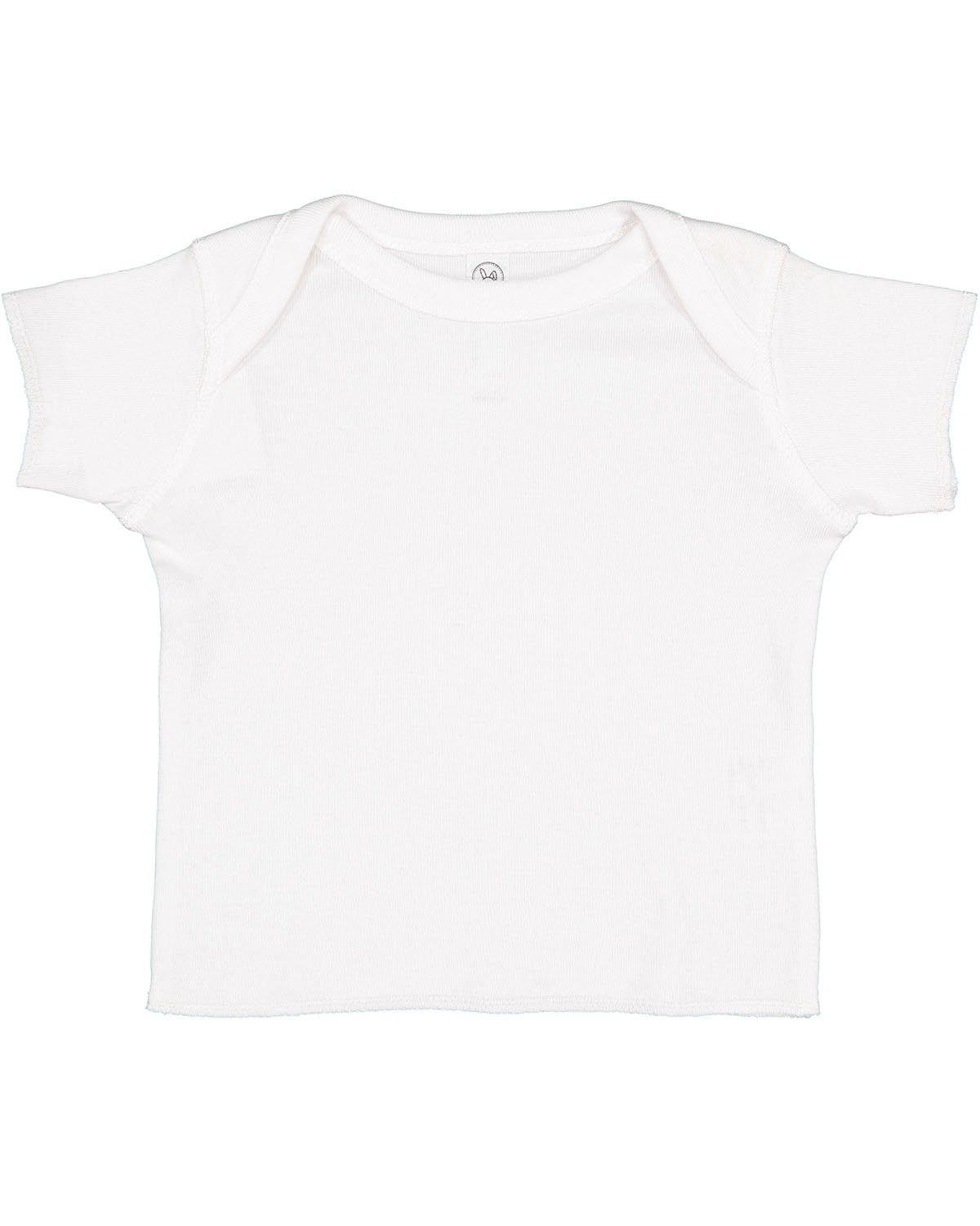 Rabbit Skins Baby Rib Lap Shoulder T Shirt in White