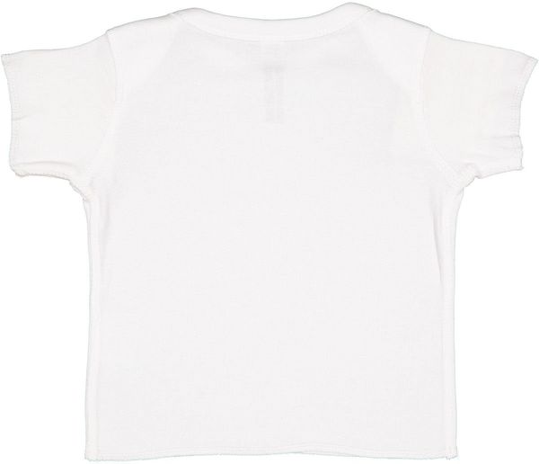 Am image of a Custom Rabbit Skins Baby Rib Lap Shoulder T Shirt in White!