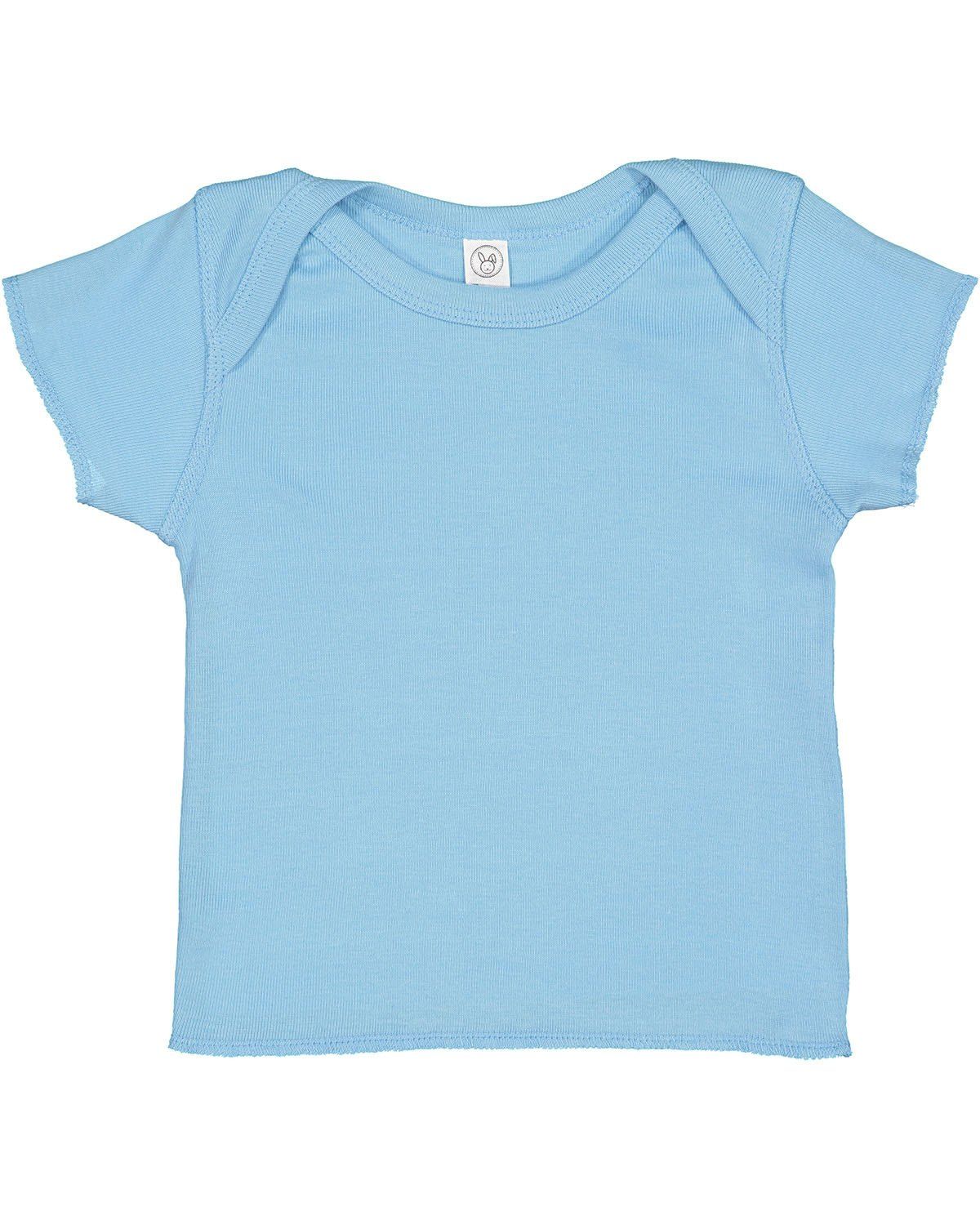 Rabbit Skins Baby Rib Lap Shoulder T Shirt in Light Blue
