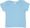 Am image of a Custom Rabbit Skins Baby Rib Lap Shoulder T Shirt in Light Blue!