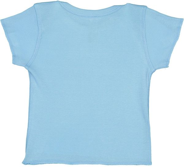Am image of a Custom Rabbit Skins Baby Rib Lap Shoulder T Shirt in Light Blue!