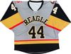 Am image of a Custom Sublimated Retro Collar Hockey Jersey in Hockey Fabric!