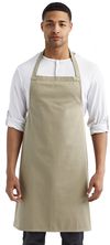 Am image of a Custom Artisan Collection by Reprime Organic Cotton Bib Apron in KHAKI!