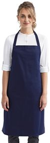 Am image of a Custom Artisan Collection by Reprime Organic Cotton Bib Apron in NAVY!
