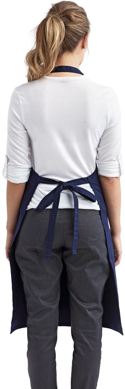 Am image of a Custom Artisan Collection by Reprime Organic Cotton Bib Apron in NAVY!