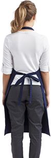 Am image of a Custom Artisan Collection by Reprime Organic Cotton Bib Apron in NAVY!