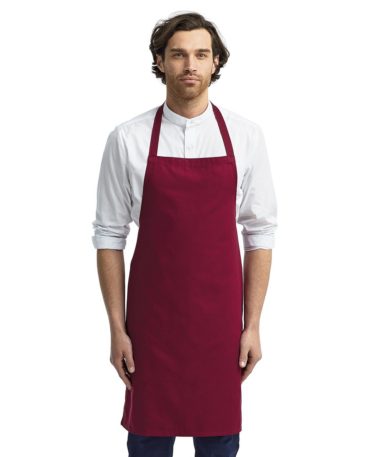 Artisan Collection by Reprime Organic Cotton Bib Apron in BURGUNDY