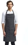 Am image of a Custom Artisan Collection by Reprime Unisex Jeans Stitch Denim Bib Apron in BLACK DENIM!
