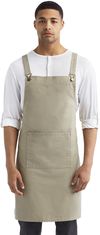 Am image of a Custom Artisan Collection by Reprime Cross Back Barista Apron in KHAKI!