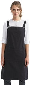 Am image of a Custom Artisan Collection by Reprime Cross Back Barista Apron in BLACK!