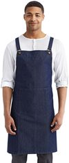 Am image of a Custom Artisan Collection by Reprime Cross Back Barista Apron in INDIGO DENIM!