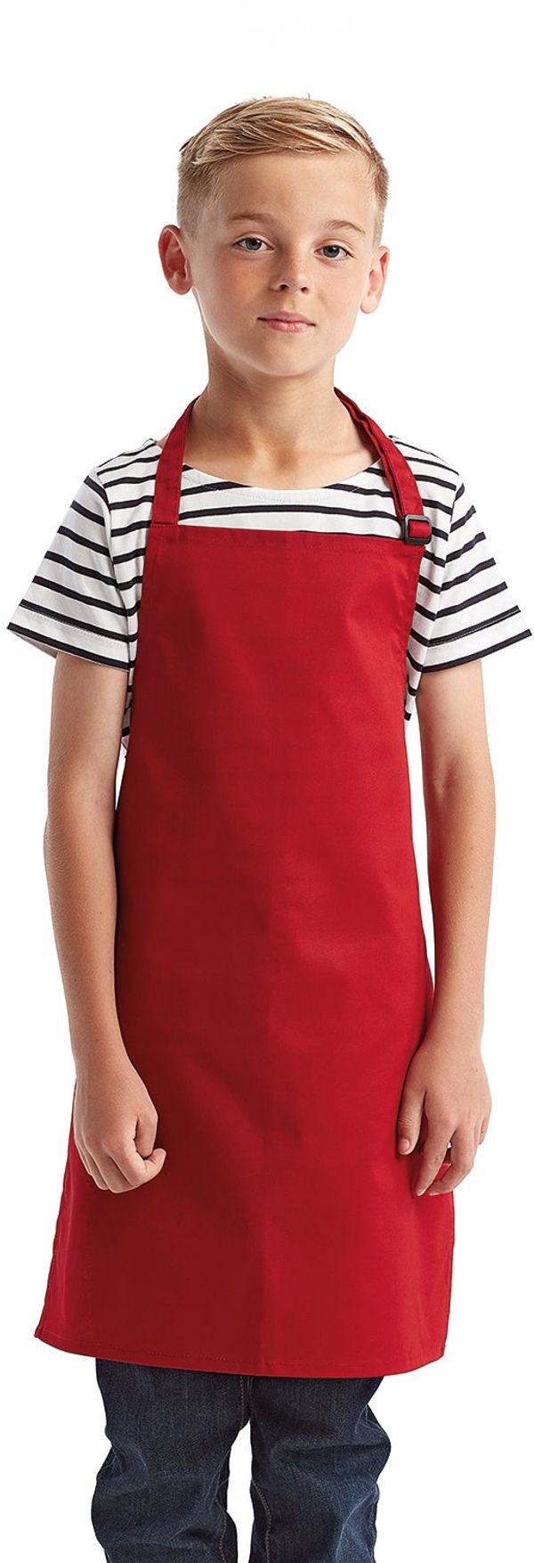 Am image of a Custom Artisan Collection by Reprime Youth Apron in Red!