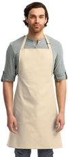 Am image of a Custom Artisan Collection by Reprime Unisex Colours Sustainable Bib Apron in Natural!