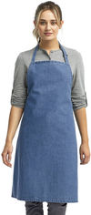 Am image of a Custom Artisan Collection by Reprime Unisex Colours Sustainable Bib Apron in Blue Denim!