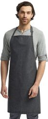 Am image of a Custom Artisan Collection by Reprime Unisex Colours Sustainable Bib Apron in Black Denim!