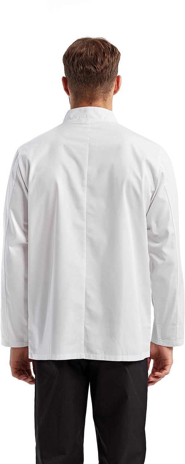 Am image of a Custom Artisan Collection by Reprime Unisex Long Sleeve Sustainable Chef's Jacket in White!