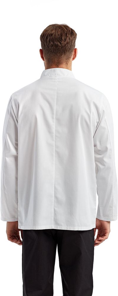 Am image of a Custom Artisan Collection by Reprime Unisex Long Sleeve Sustainable Chef's Jacket in White!