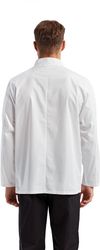 Am image of a Custom Artisan Collection by Reprime Unisex Long Sleeve Sustainable Chef's Jacket in White!