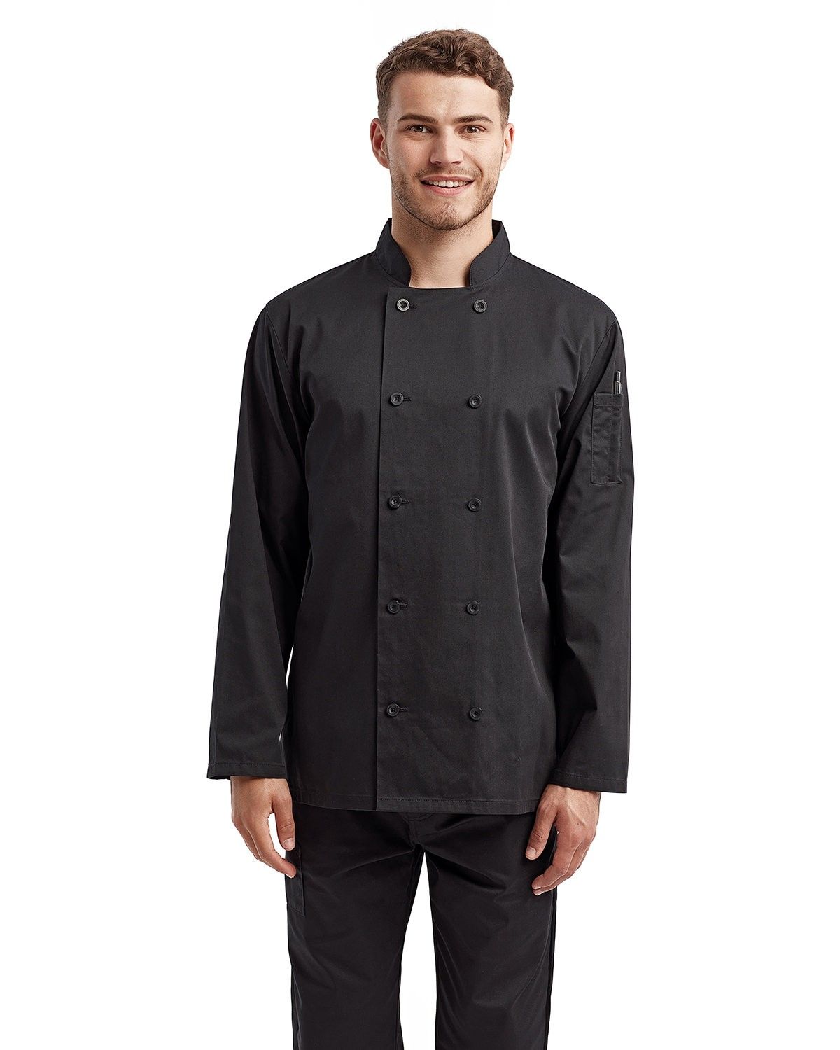 Artisan Collection by Reprime Unisex Long Sleeve Sustainable Chef's Jacket in Black