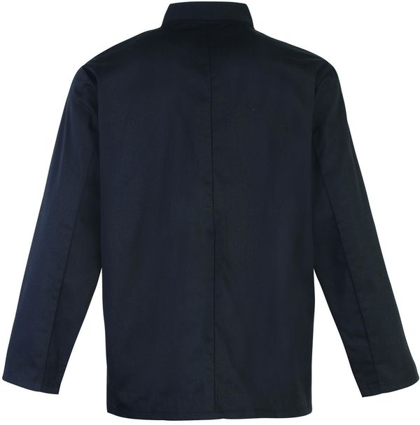 Am image of a Custom Artisan Collection by Reprime Unisex Studded Front Long Sleeve Chef's Jacket in Black!