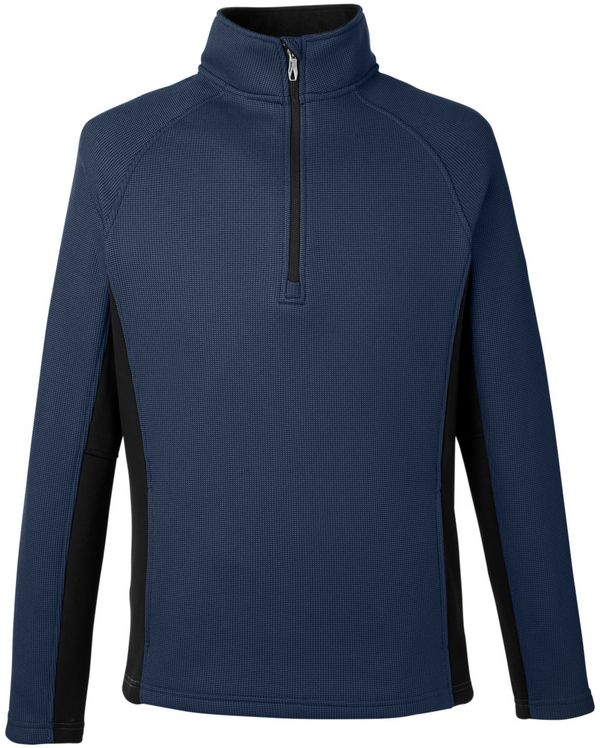 Am image of a Custom Spyder Men's Constant Half Zip Sweater in Frontier/Black!