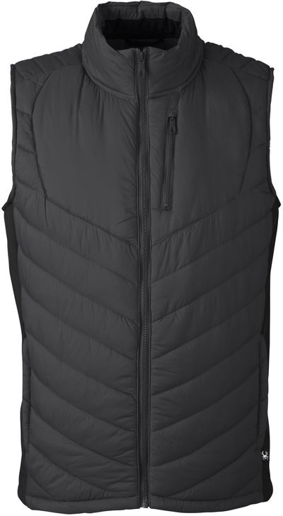 Am image of a Custom Spyder Men's Challenger Vest in BLACK!