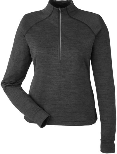 Am image of a Custom Spyder Ladies' Mission Half Zip in Black Jaspe!