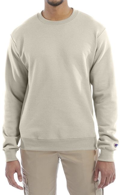 Am image of a Custom Champion Powerblend® Crewneck Sweatshirt in Sand!