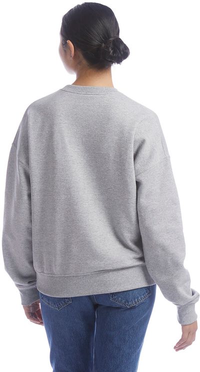 Am image of a Custom Champion Ladies' PowerBlend Sweatshirt in Light Steel!
