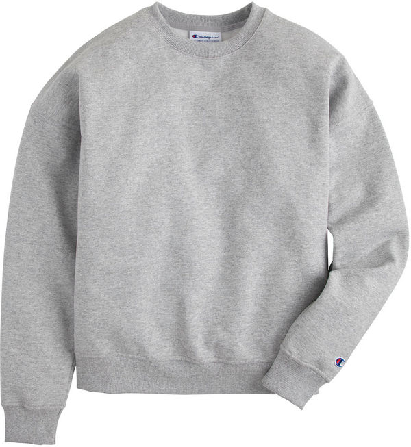 Am image of a Custom Champion Ladies' PowerBlend Sweatshirt in Light Steel!