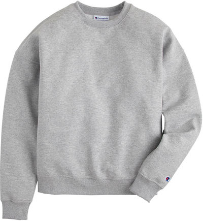 Am image of a Custom Champion Ladies' PowerBlend Sweatshirt in Light Steel!