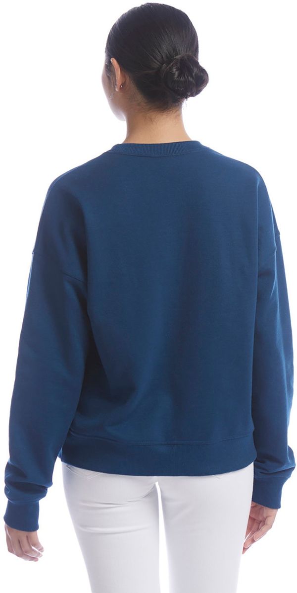 Am image of a Custom Champion Ladies' PowerBlend Sweatshirt in Late Night Blue!