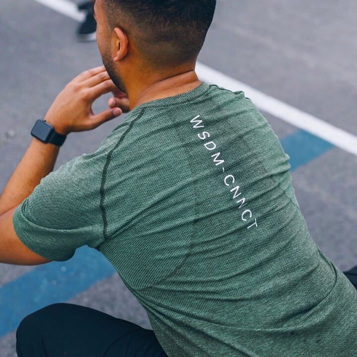 Screen printed metallic ink on an athletic shirt